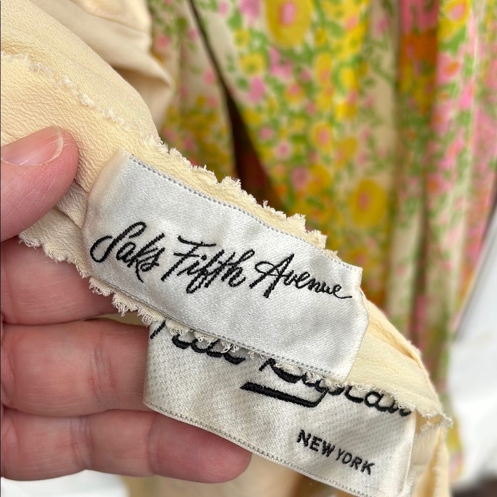 NAT KAPLAN SAKS FIFTH AVE Yellow Orange Pleat Crystal Maxi Silk Dress-VINTAGE - Picture 6 of 16